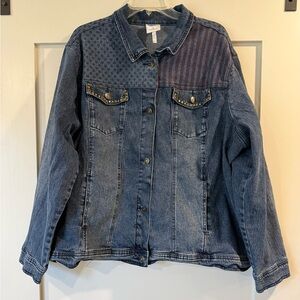 Diane Gilman Denim Jacket with Patterned Yoke